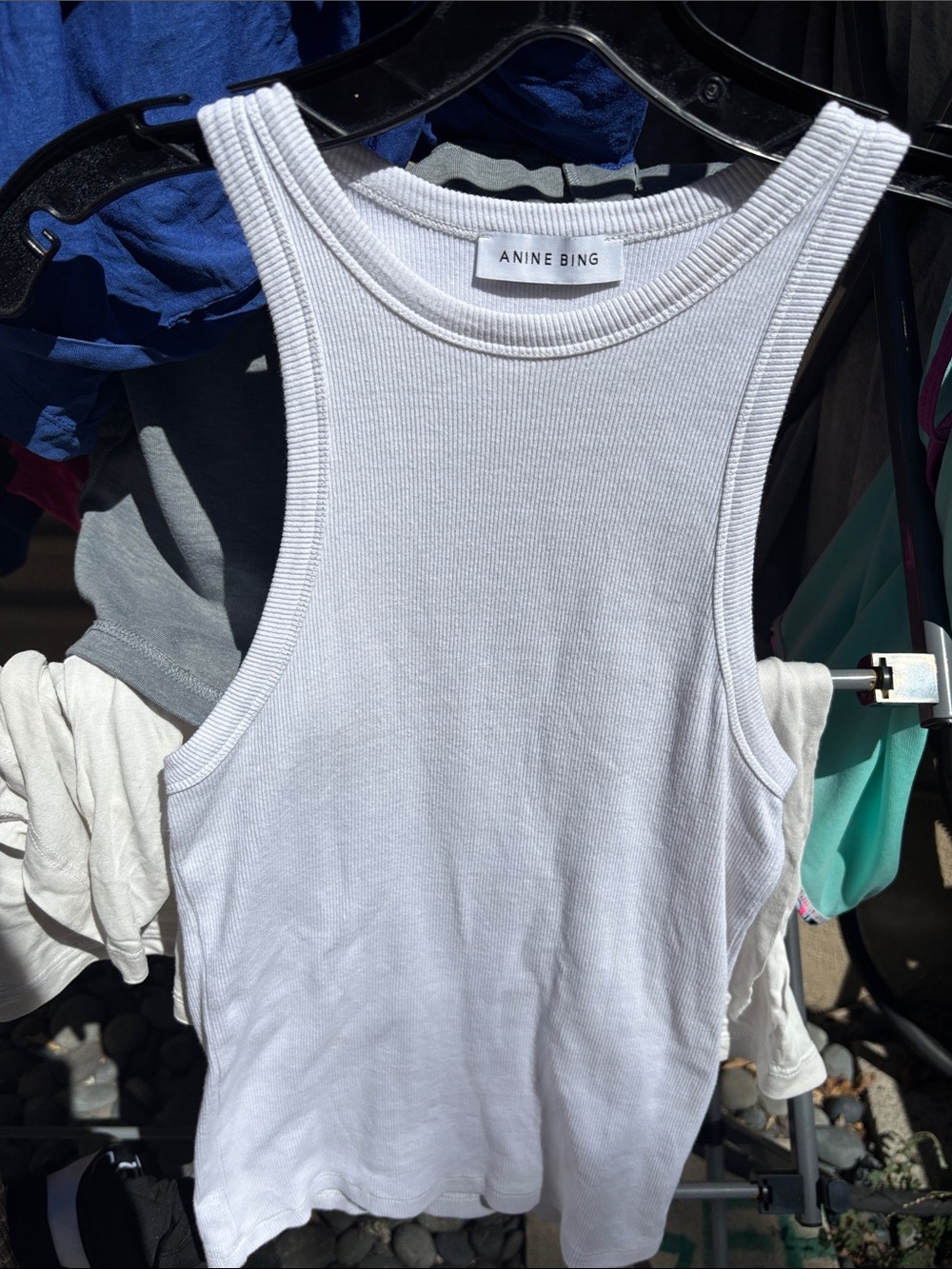 Anine Bing White Ribbed Racerback Tank - Picture 6 of 17